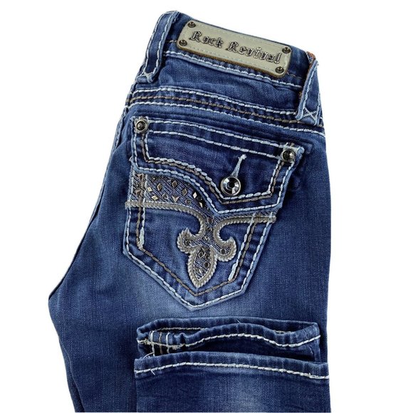 Rock Revival Denim - Rock Revival  Dark Wash Blue Avery Straight Jeans
